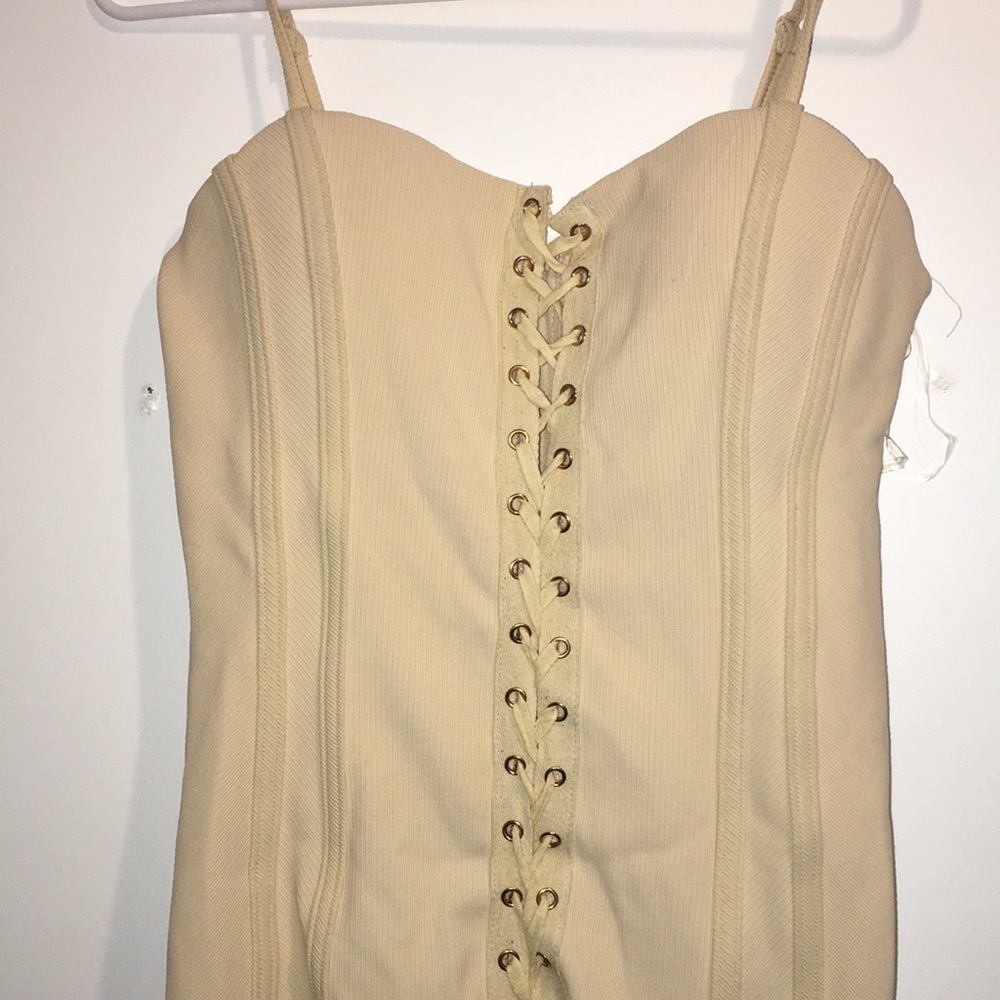 Nude cream lace adjustable dress.